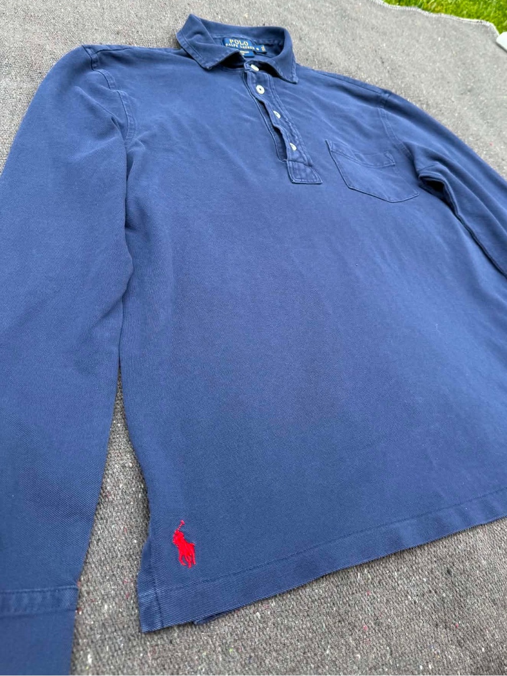 Polo by Ralph Lauren Navy Long-Sleeve Polo with Red Pony